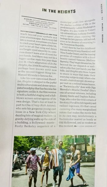 NelsonCoates's tweet photo. Wow Cool ! #InTheHeightsMovie in #EntertainmentWeekly #production_design #productiondesigncollective #theuptowncollective @ARamosofficial @jonmchu @TheOlgaMerediz https://t.co/SN0QrQcOts