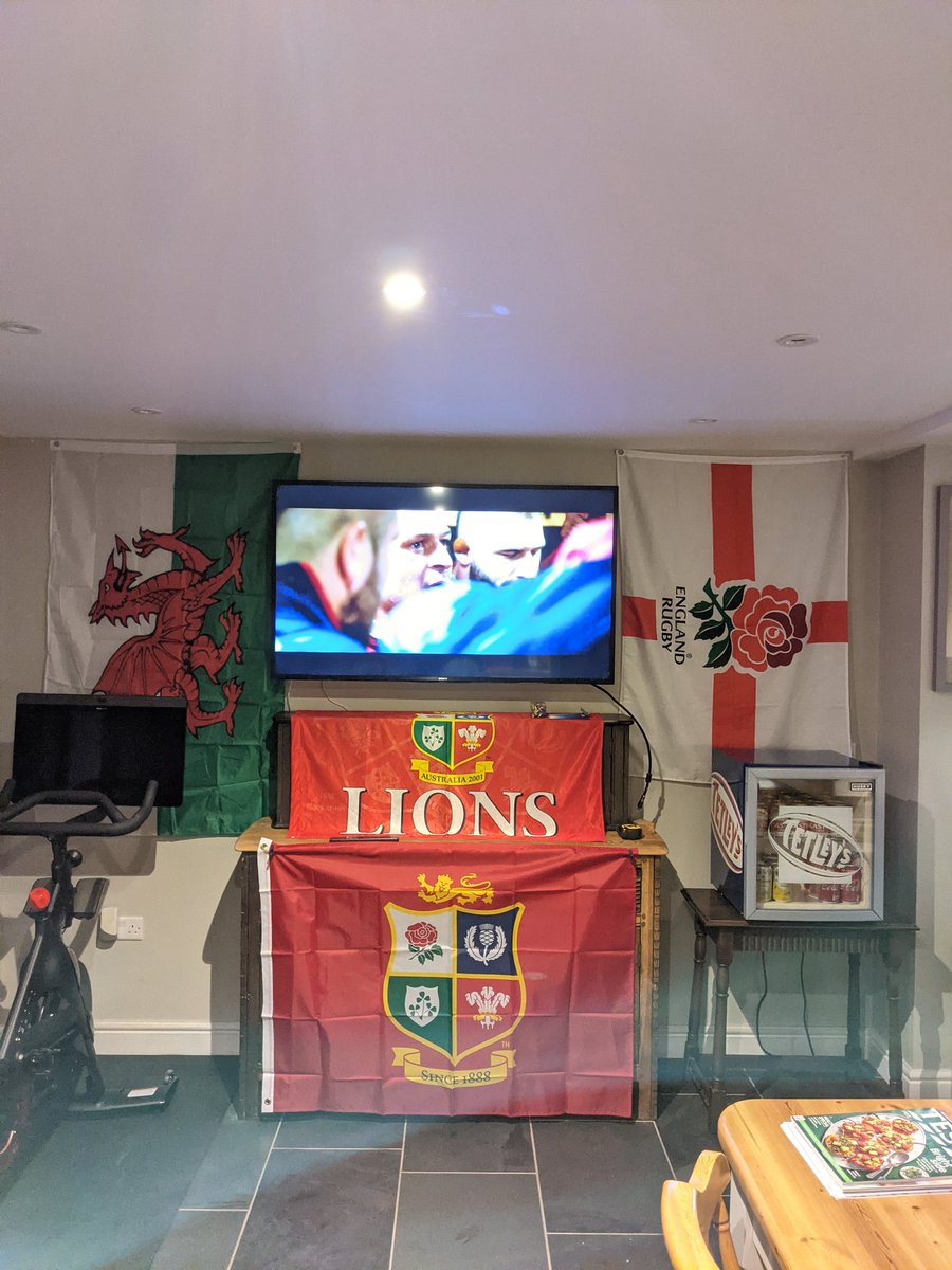 paccrash's tweet photo. we're all set up and ready for the 1st test if the #LionsSA2021 Tour
live on @SkySportsRugby
#SeaOfRed
#RoarTour
#FanWall
🇬🇧🇮🇪🦁🏉 https://t.co/JIlx24V6Kc