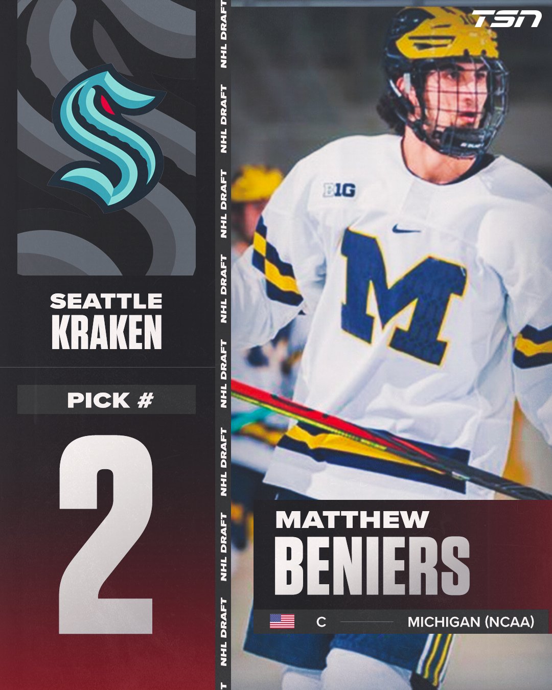 Matty Beniers Becomes First Ever Seattle Kraken Selection At 2nd Overall In  2021 NHL Entry Draft 