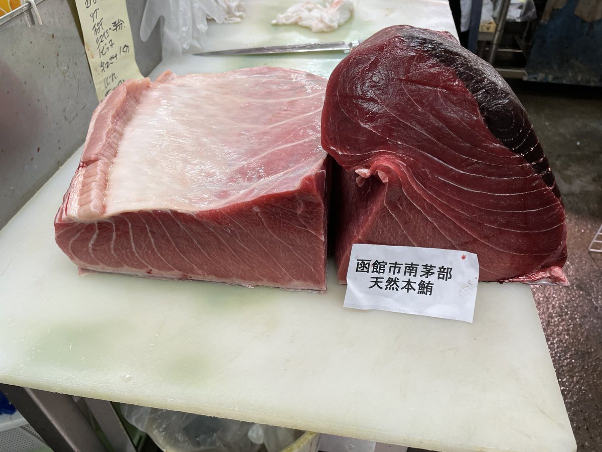 今日は函館南茅部産天然本マグロが入荷しました！
脂は余りないのですが鮮度は最高ですよ😀
道内産本マグロは滅多に入荷しないので是非食べてみて下さい😊
＃共栄市場 #ことに ＃南茅部産本マグロ