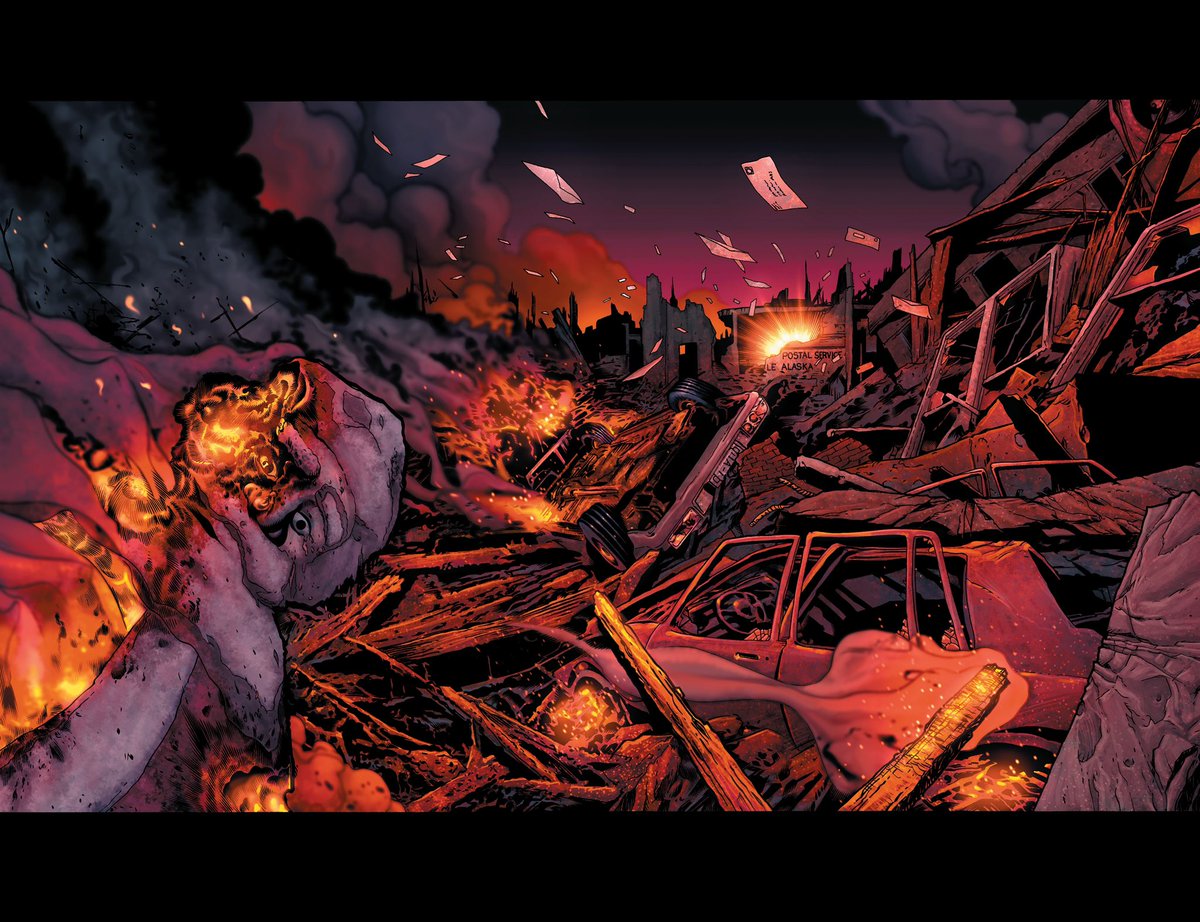 John_FN_Seiler's tweet photo. My favorite trivia about my home town is that Brian Micheal Bendis blew us up in New Avengers #16.

RIP 616 North Pole, AK. https://t.co/EgfCXmJsAz