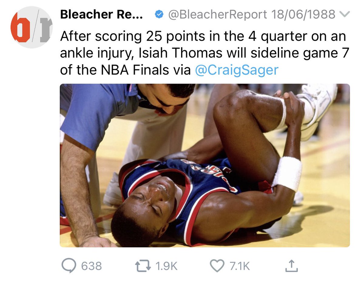 oldnbatweetz's tweet photo. NBA Twitter reacts to Isiah Thomas being out for Game 7 of the 1988 NBA Finals https://t.co/CoitXwP02M