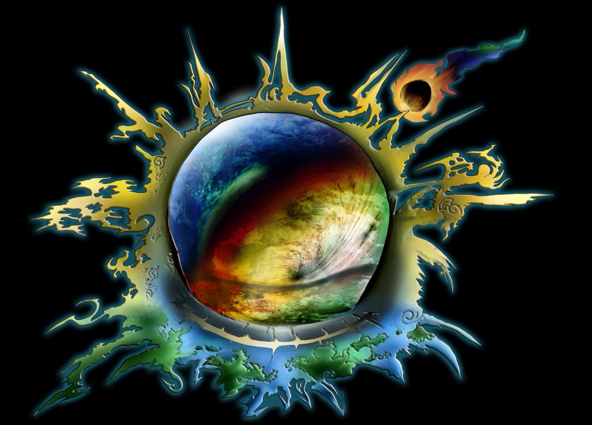 Anthroventures's tweet photo. Variations of the logo's symbol art, the Time Planetoid of Eaiva

1. Contains word art along with colored outlines of the drakes
2. Western logo symbol
3. Japanese version of the symbol (notice the hue difference)
4. Album cover art of Anthroventures (if it were a music CD case) https://t.co/ie8G0rqwwz