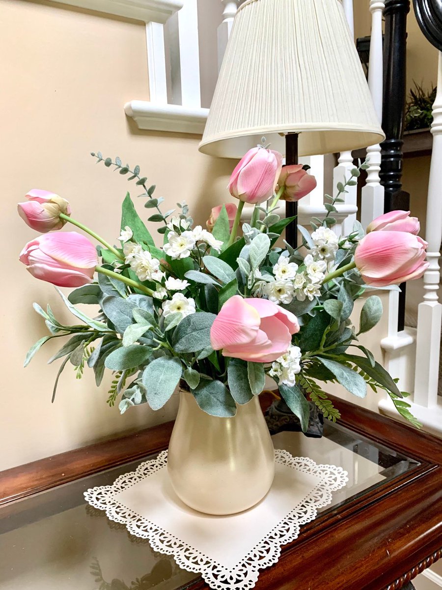 Gorgeous from my #etsy shop: Silk Arrangement Centerpiece, Large Pastel Pink Silk Arrangement, Silk Centerpiece, Spring Flower Arrangement, Tulip Arrangement #tabletoparrangement #realtouchflowers #whiteroses #pinkflowers #tuliparrangement etsy.me/3kPmgh6