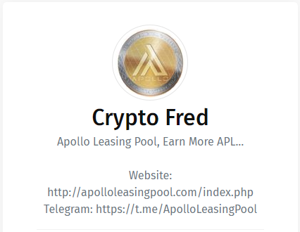 avbestdeals's tweet photo. Hodl and Earn More APL
#ApolloLeasingPool https://t.co/f4sxFaWFWu