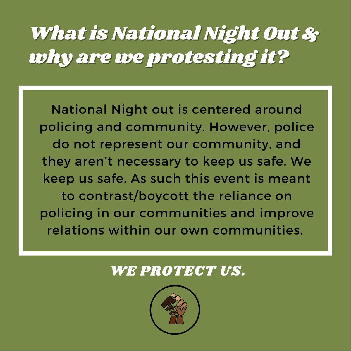 Join us for a community night on August 3rd! No cops! We protect us, we keep is safe. It’s a time to just enjoy community and like minded folks! ❤️