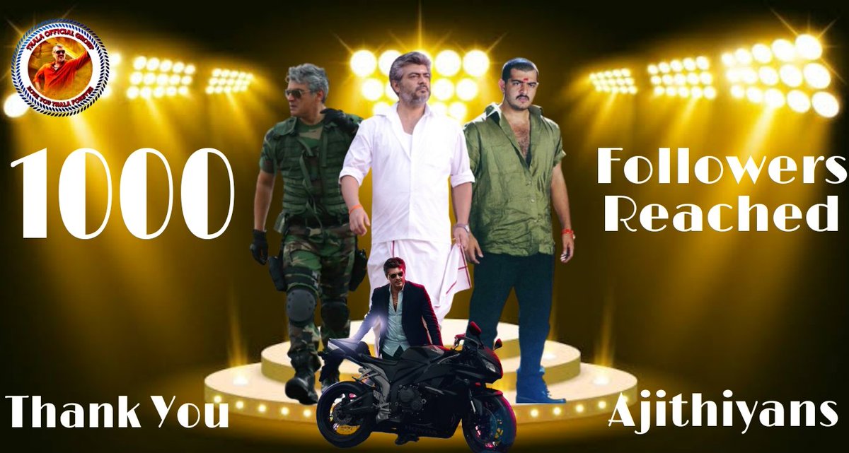 Team_TOG_Fc's tweet photo. Finally Reached 1000 ThalaAjith Family's ❤️

Big Thanks For All Our Big Support's 🙏

Keep Support and Follow Ajithiyans 😊

Love You All ❣️

#Valimai || #ThalaAjith 

#AjithKumar https://t.co/OR5HZcA1Q1