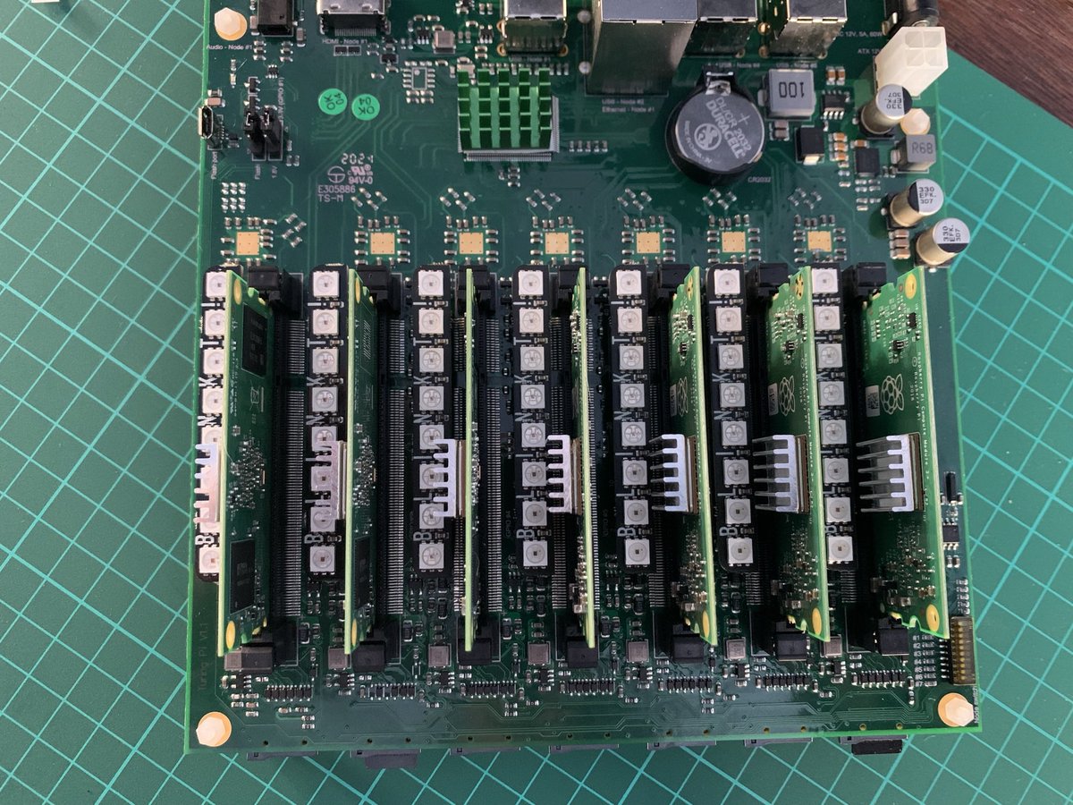 a8n_pub's tweet image. Mine is underway. Well, partially, from a hardware PoV (still need to finish the case), then get the software up and running (7 x base Arch Linux installed, need to write code for the LEDs, then install/config k3s). #turingpi #picompute