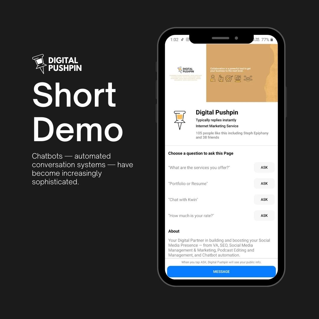 DigitalPushpin's tweet image. Whether you are running a big business or a 
start-up, we know that time is gold.

We want to help you by developing a Chatbot for your 
E-commerce business.

bit.ly/3eoKWJi