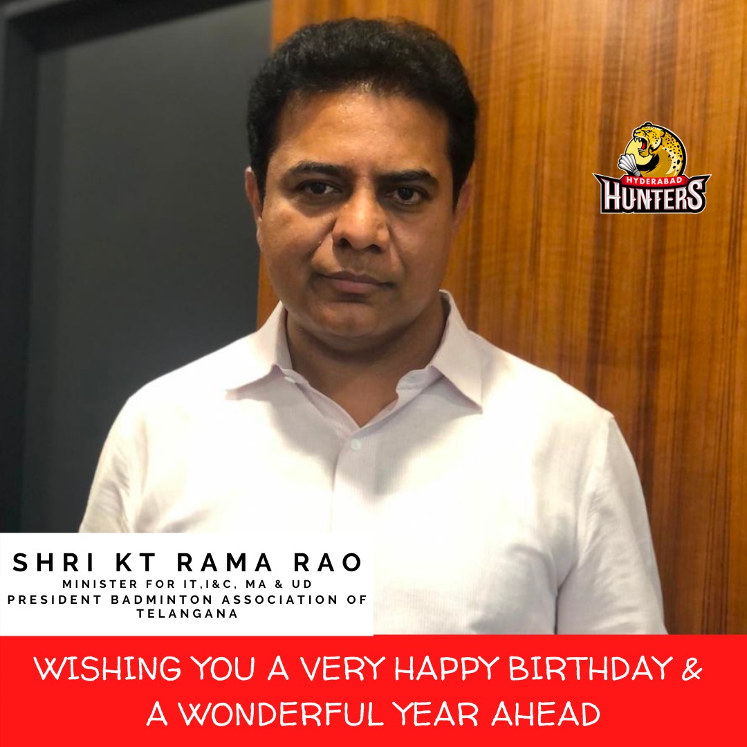 Hyd_Hunters's tweet photo. Wishing Shri @KTRTRS garu the best of health and happiness on his birthday. May this be a wonderful year ahead and may you continue in the service of the nation for many more years to come.

@MinisterKTR

#ktr #ktrtrs #telangana #HuntersArmy #hyderabadhunters https://t.co/055fbFZNf4