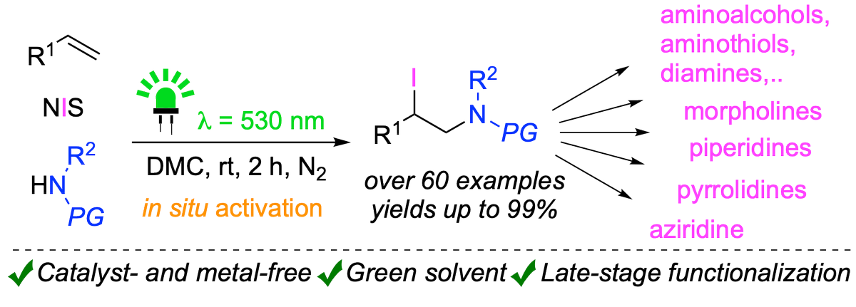 reiser_group's tweet photo. Versatile and broadly applicable, catalyst free iodoamination of alkenes. Congratulations Sebastian on the development of this methodology. https://t.co/V60cWZH8Cr https://t.co/NrKe3WrsiE