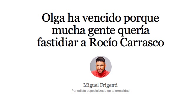 Lecturas's tweet photo. “Ayer no ganó Olga. Ayer, se le mandó un mensaje demoledor a Rocío Carrasco” @MiguelFrigenti analiza como nadie la victoria de Moreno en #Supervivientes2021 #SVFinal2   ⬇
https://t.co/HzhUBAGeCP https://t.co/tN1rtSCOXE