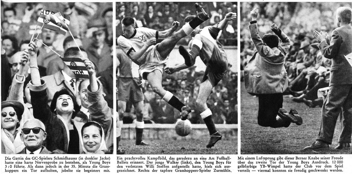 Impressionen vom Cupfinal 1958! 
(Young Boys - Grasshoppers 4:1, Wiederholungsspiel am 15. Mai 1958 im #Wankdorf) (Fotos gefunden in der Schweizer Illustrierte) #footballSUI #GC #YB #YBGC #bscyb #gcz #Cupfinal