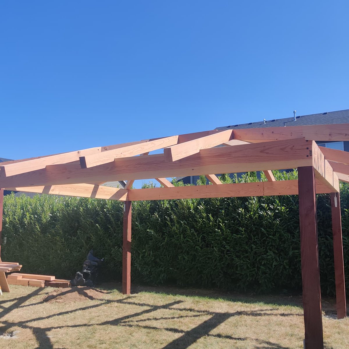 Hip roof structure we are framing up.