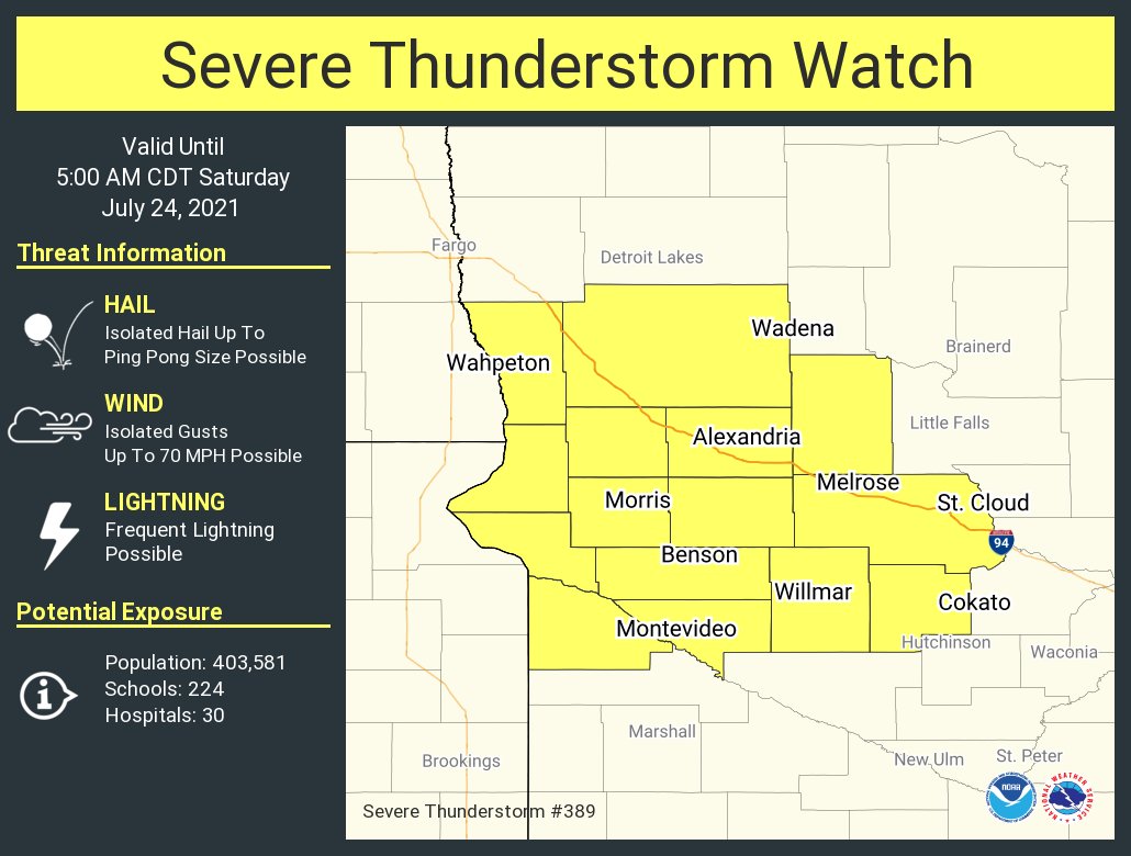 RT @NWSSevereTstorm: A severe thunderstorm watch has been issued for parts of Minnesota until 5 AM CDT https://t.co/3CKKHT4H02