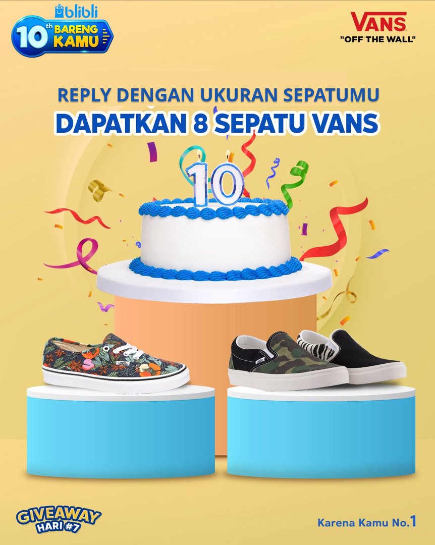 Day-7 #10HariBlibliGiveaway #10thBarengKamu! 

Dicari: 8 orang hoki! Apakah itu kamu? Yuk langsung!

- FOLLOW &amp; LIKE tweet ini
- REPLY dengan 2 hashtag tsb
- Seperti biasa, 1 orang submit 1x!

Diumumin 5 Agustus, yuk cus! Ikutan juga GA lainnya di pinned tweet-ku ok!! 🏁