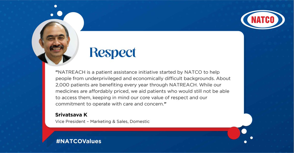 At NATCO, we believe in treating every life with the respect that it deserves, and helping those who are in need.

#NATCO #NATCOPharma #NATCOValues  #NATREACH #Respect #Underprivileged #Commitment #Care #Concern #PatientAssistance #Initiative