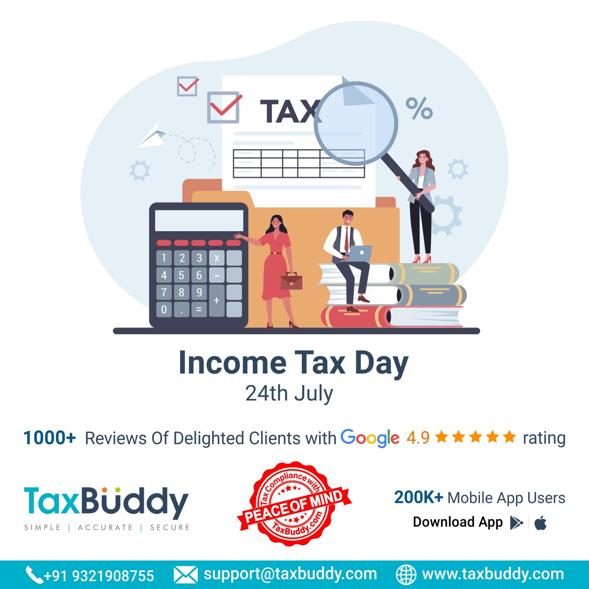 Happy Income Tax Day! In India, Income Tax Day has been celebrated since  2010 on 24th July. #TaxBuddy #IncomeTaxDay2021 #IncomeTax