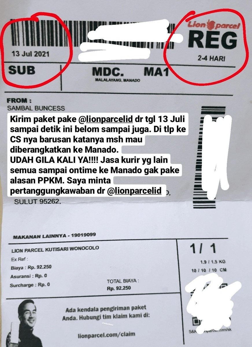 Serius ni <a href="/lionparcel_/">Lion Parcel</a> ??? Gara2 PPKM? Sy kirim makanan lho ini..?