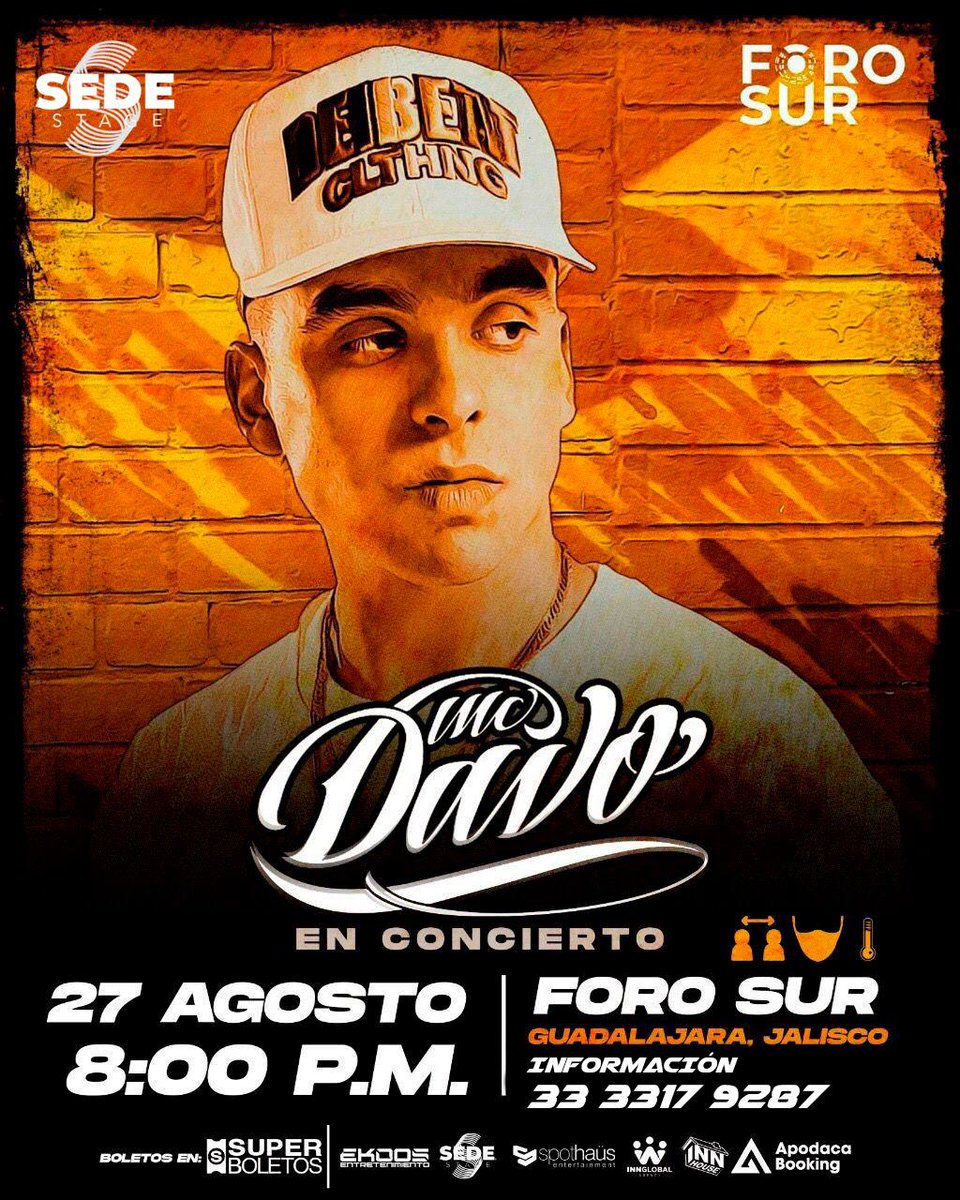 ¡El rapero mexicano <a href="/mcdavoo/">Mc Davo</a> regresa a Guadalajara!

27 de agosto, 8.00 pm
Foro Sur

Adquiere tu acceso en <a href="/SuperboletosMx/">Superboletos</a>