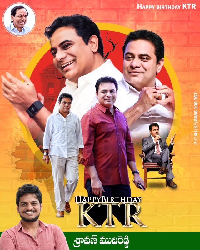 SravanMudireddy's tweet photo. Happy birthday to the most innovative person in politics today!

Uah an exceptionally excellent performer in the politics. U lead the way&amp;light up the path for all of those who follow u. Here’s to many more triumphant years ahead charismatic leader @KTRTRS Anna.
#HappyBirthdayKTR https://t.co/bHOt09Gri9