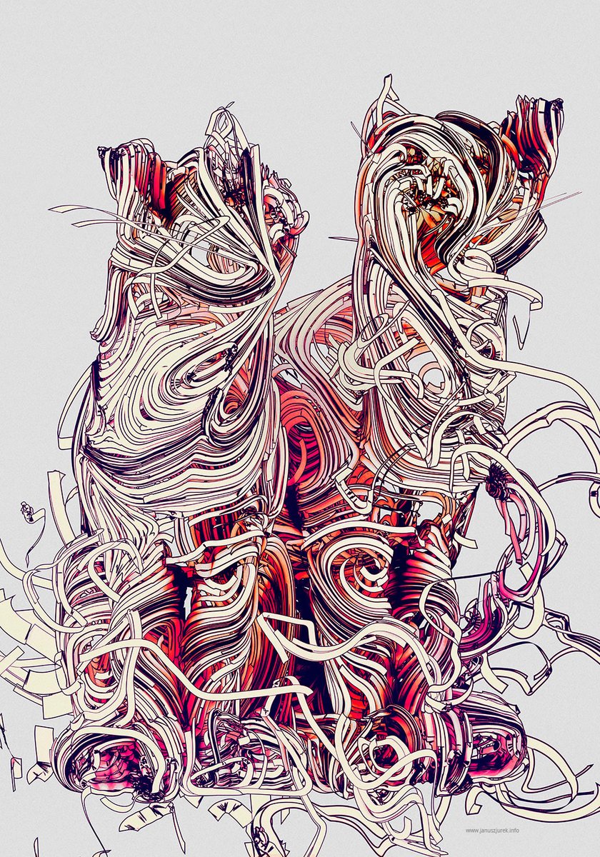 An illustration of a cat that looks like it's built out of shredded paper.