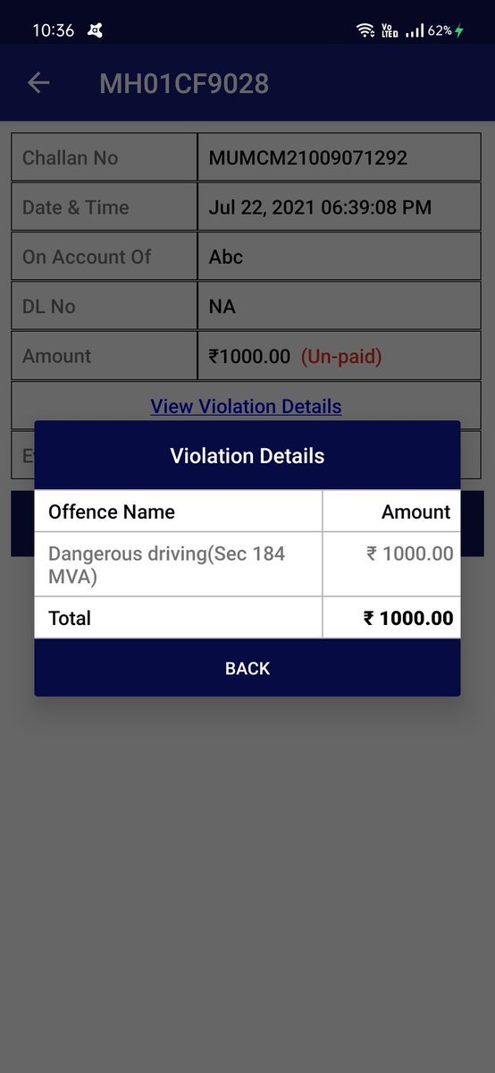 teamsamofficial's tweet photo. @MumbaiPolice  Why have I been fined wrongly. The First Violation says I was parking and second one says I was danger driving. I Accept for my parking fine. The same traffic officer fine me twice. How's that possible if I am parking the vehicle and driving dangerously same time. https://t.co/wOGrBx0zRm