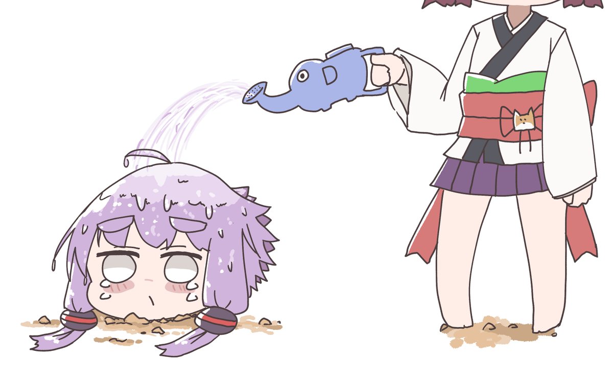 東北きりたん ,結月ゆかり 「頭を冷やさないと… 」|毛玉猫🍄＠Skeb募集中のイラスト