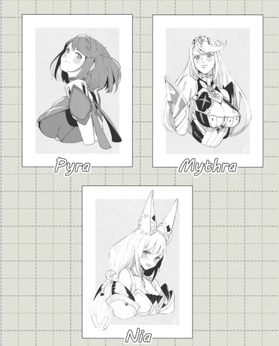 I also have other FE titles, Jujutsu Kaisen, and Xenoblade 2 characters available as monochromatic mini prints~ 