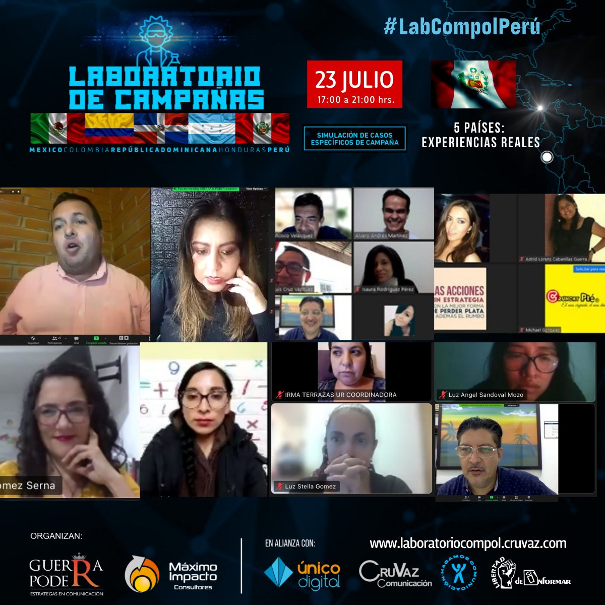 GuerrayPoder's tweet photo. Hoy llevamos a cabo nuestro 5to laboratorio de campañas. #LabCompolPerú 🇵🇪
Gran aprendizaje y un equipo fuerte. Gracias a todos: asistentes, organizadores y aliados estratégicos: #guerraypoder #cruvaz #maximoimpacto #libertaddeinformar #unicodigital #hagamoscomunicacion https://t.co/TJvXjxctgY