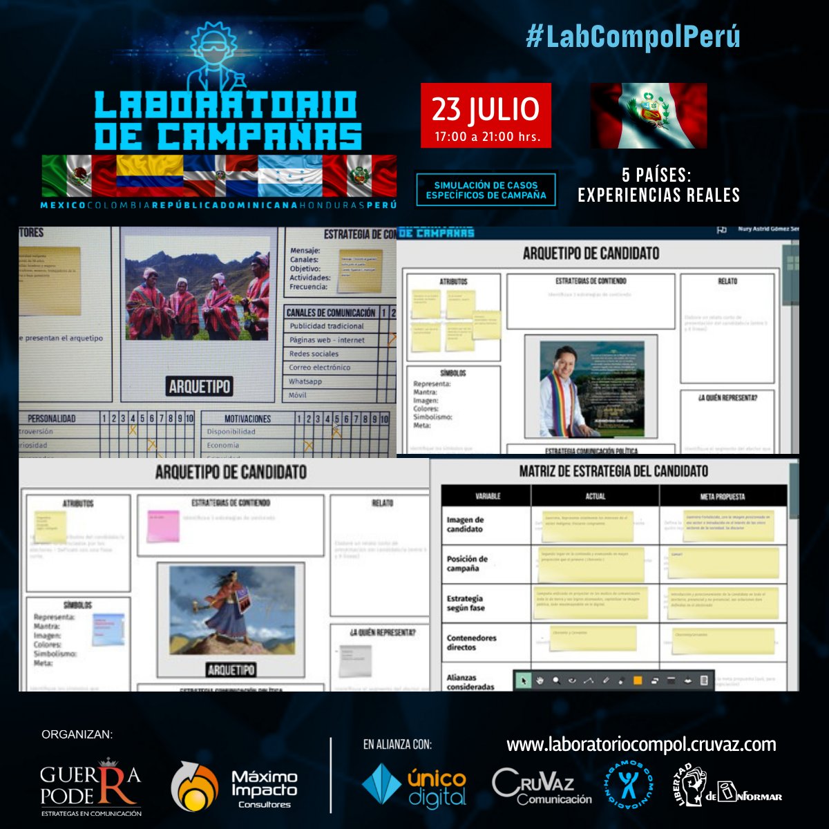 GuerrayPoder's tweet photo. Hoy llevamos a cabo nuestro 5to laboratorio de campañas. #LabCompolPerú 🇵🇪
Gran aprendizaje y un equipo fuerte. Gracias a todos: asistentes, organizadores y aliados estratégicos: #guerraypoder #cruvaz #maximoimpacto #libertaddeinformar #unicodigital #hagamoscomunicacion https://t.co/TJvXjxctgY