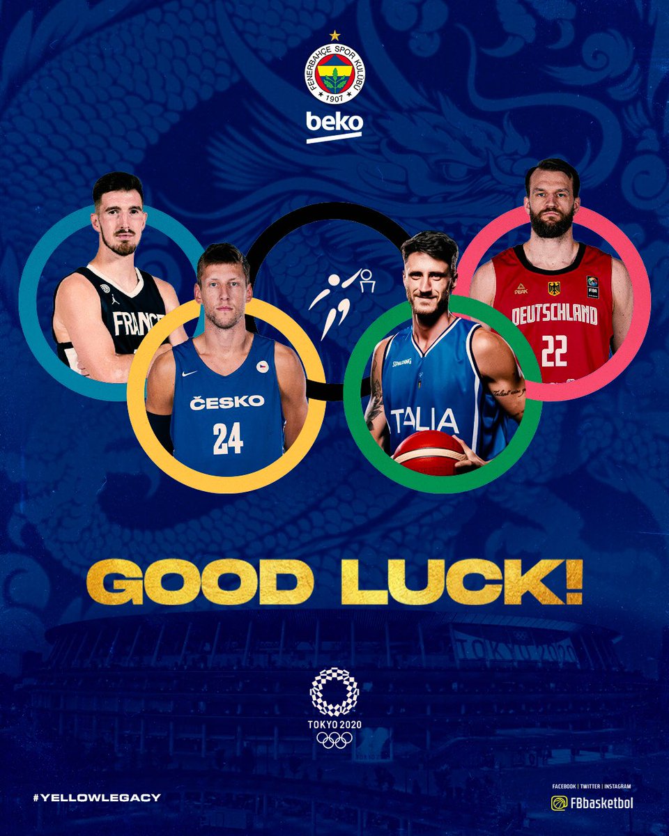 FBBasketbol's tweet photo. #Tokyo2020 heyecanı başladı!

#Basketball dalında takımımızı temsil edecek dört oyuncumuza başarılar dileriz.

Good luck, guys! 💛💙 https://t.co/poVwzcvnsf
