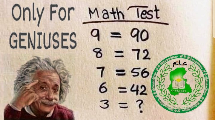 E_4_Education's tweet photo. Math Test Mind Game
Only For Geniuses
#Solved
#Check_It
https://t.co/e8vO2qetVI https://t.co/KDj97fgJM8