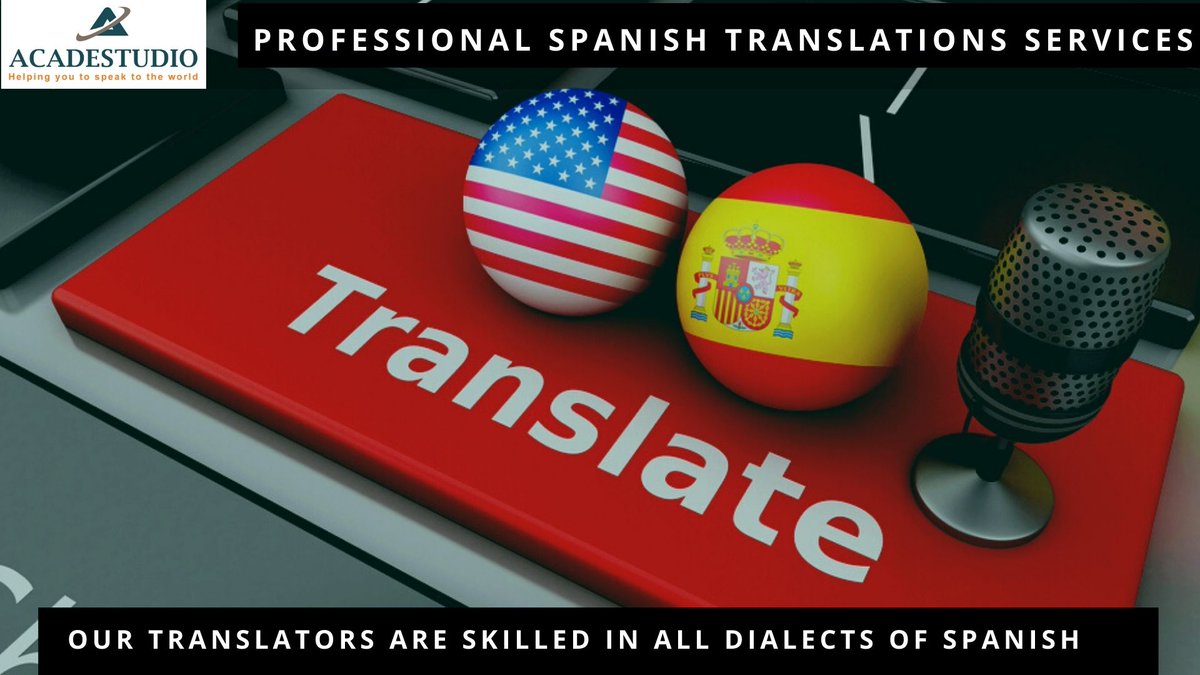 AcadeStudio's tweet photo. At #Acadestudio, our Professional #Spanish #Translations are executed by native translators. They’re aware of different dialects and subtle differences that make a translation complete. https://t.co/HuUZv9Uwn5 #translationservice #professionalservice #USA #SaturdayVibes https://t.co/h0ndAXJ8ty