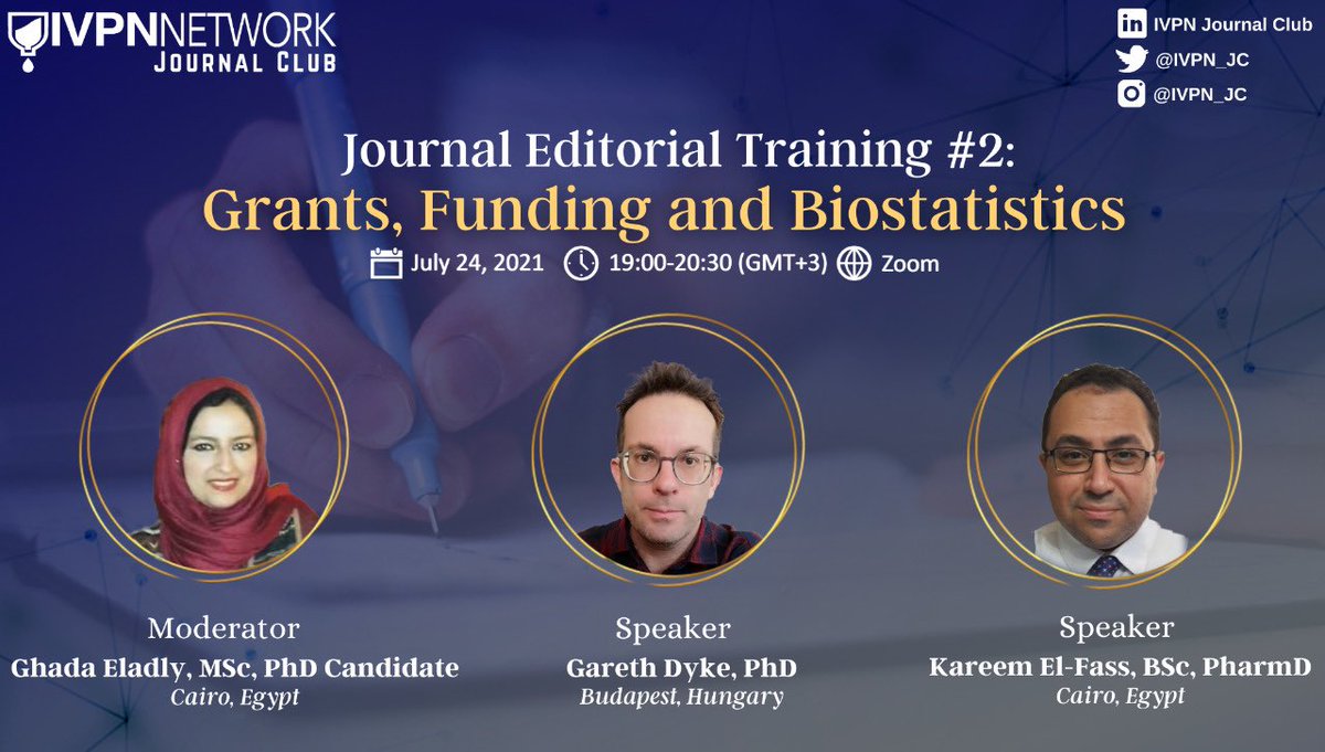 IVPN_JC's tweet photo. GO LIVE today at 7:00 pm (GMT+3)       

Don’t miss the chance and register at https://t.co/9dcbbNJXq5                                 #IVPN_JC  @edanzscience @kareemelfass https://t.co/SJFmvWYSPX