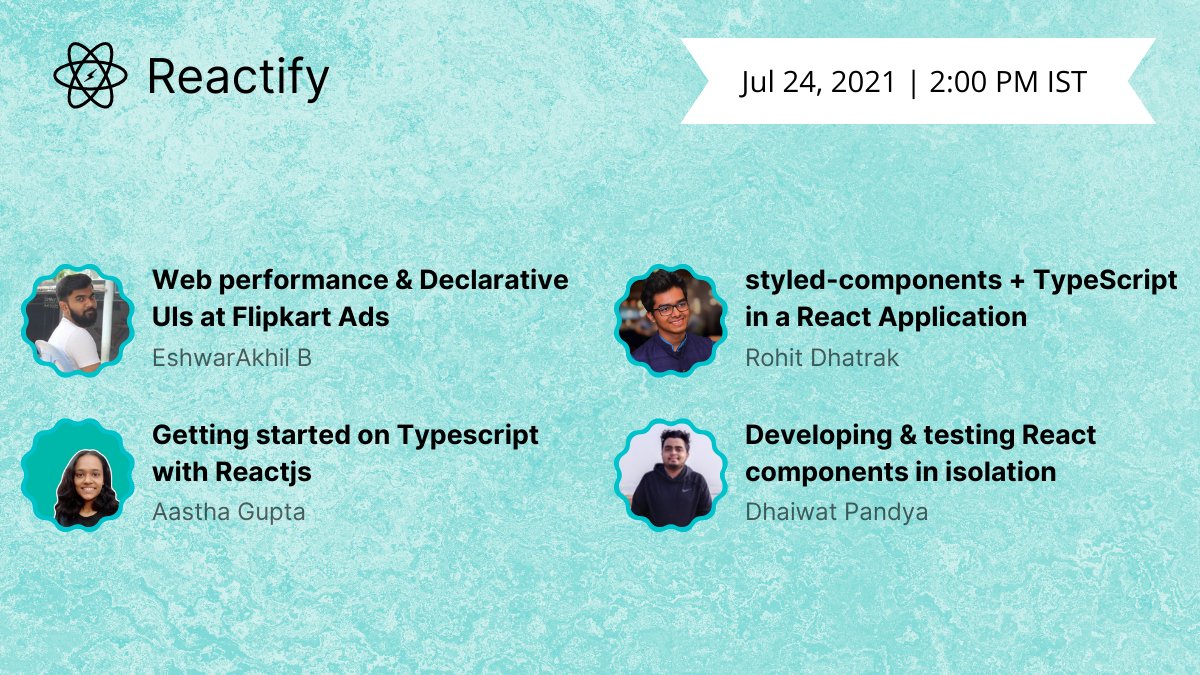reactify_in's tweet image. 💥 Meetup 💥

Join us for an online meetup at 2 PM IST today.

🗒️Topics: Web Perfromance, TypeScript and Testing. 
🗣️ Speakers: EshwarAkhil B, @guptaaastha_,  @rohit_dhatrak_ and @dhaiwat10.

youtube.com/watch?v=3Q3VXt…