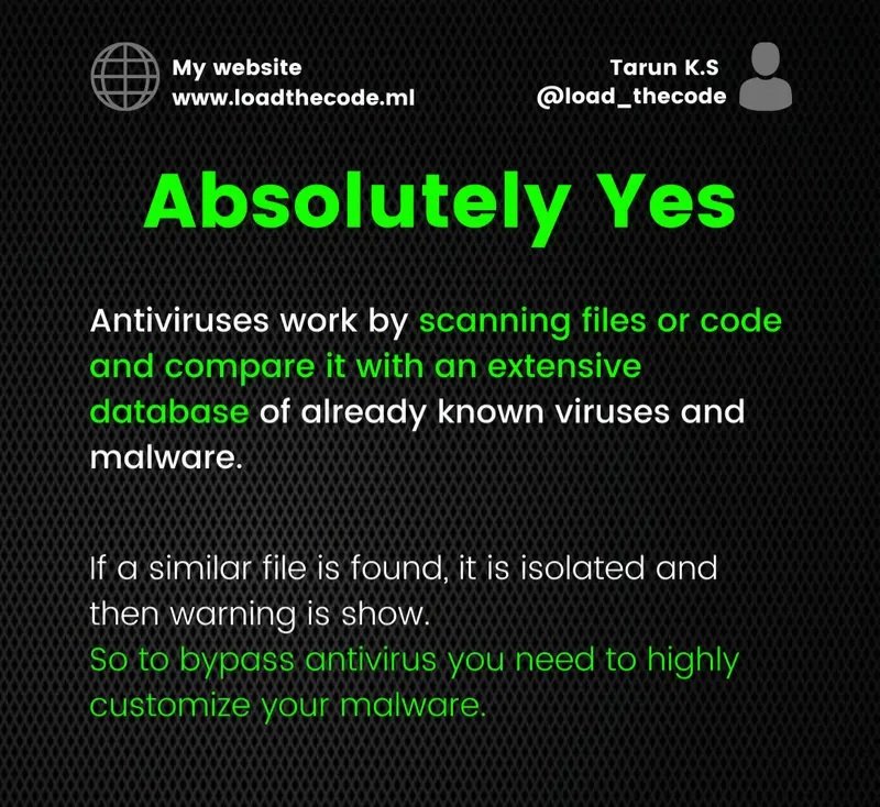 load_thecode's tweet image. Is it possible to bypass any antivirus software? We answer it down below ⬇️⬇️

#cybersecurity #bugbounty #hacking #cybersafety #hackers #antivirus #scam