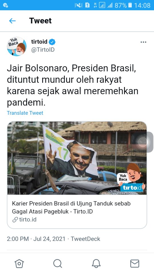 Sofyan01682105's tweet photo. Jokowi end game . Tapi kalo dari segi pemikiran demokratis negara yg hampir sama kaya indonesia yaitu brasil menuntut presiden nya mundur. Yahhh... intinya buat rakyat kita sabar ajh, gk perlu end game kasih ajh pembuktian terakhir dan kesempatan buat presiden kita. https://t.co/GrMviXhr5a