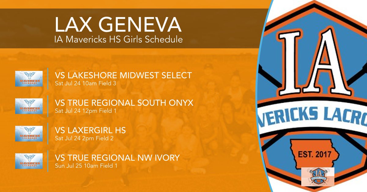 IAMaverickslax's tweet photo. Our ladies are competing this weekend at Lax Geneva  in Lake Geneva, WI. Check out their full schedule here! 🥍🥍🌞🌞🚤🚤 https://t.co/3ff4Uw1CiP