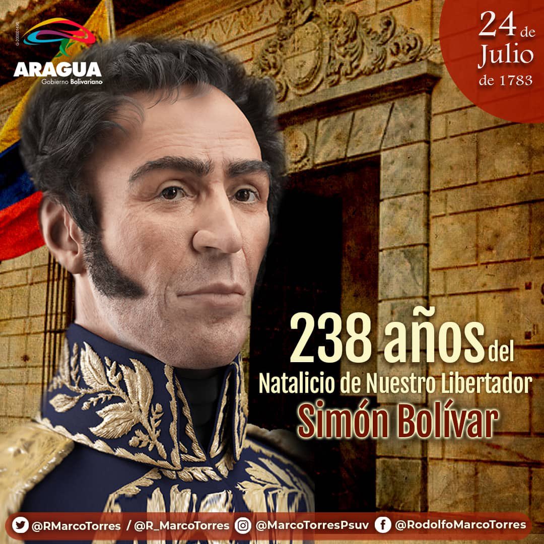 RMarcoTorres's tweet photo. #24Jul Padre Libertador de todos los tiempos, adelantado a su época vivió para luchar por la libertad de la Patria y la justicia de los Pueblos. Un día como hoy nacía en Caracas el más grande de América, para darnos el orgullo de ser Venezolano #BoívarInmortal https://t.co/SZpMh2psf8