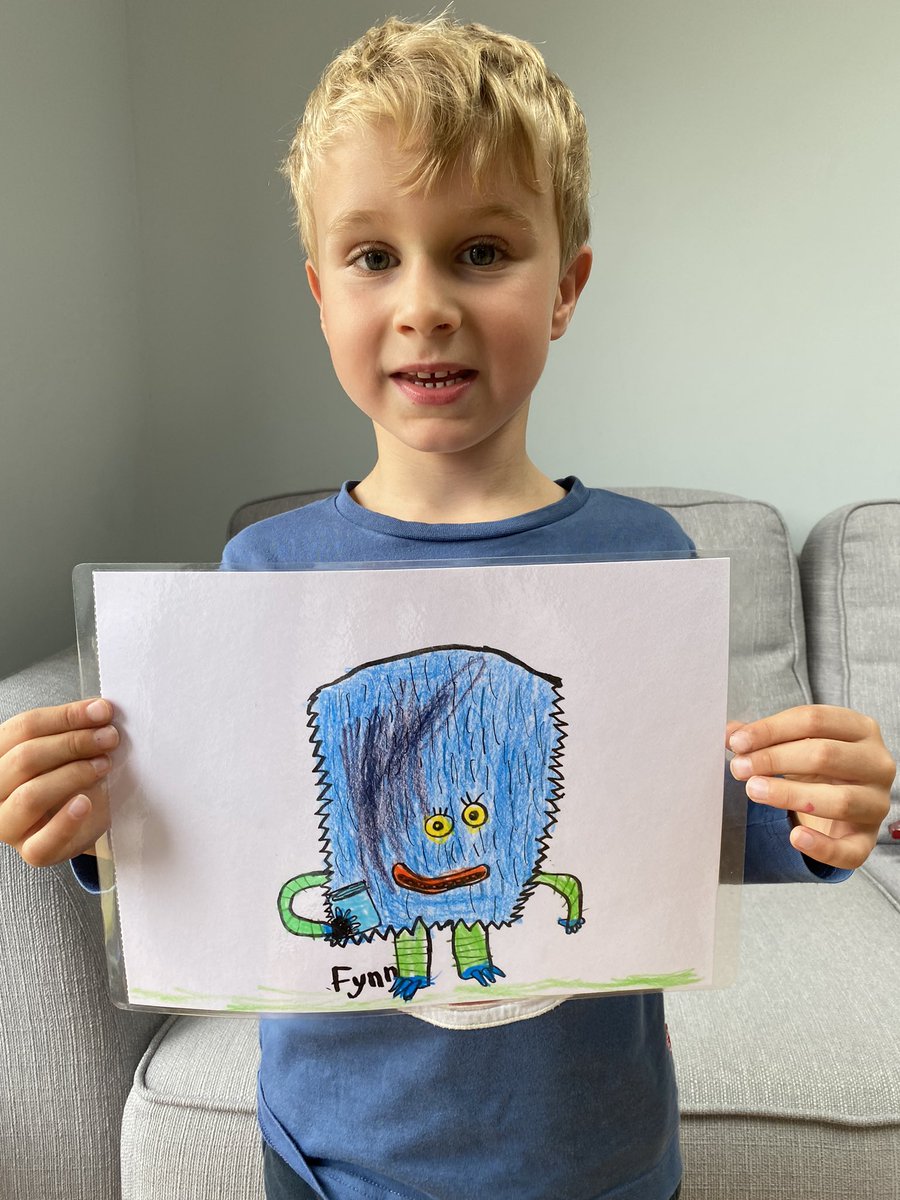 KKweavers's tweet photo. @RobBiddulph #DrawWithRob Fynn’s book monster 😊 https://t.co/PwcWSFfd39