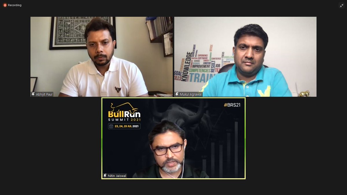 BullRunSummit's tweet photo. "Why have I entered the stock market?" Traders need to ask themselves this question before entering to stay for a long time. 

Interesting conversation #BRS21 with @alphabhijit @themukulagrawal &amp; @initinjaiswal https://t.co/k1nclNcQJH