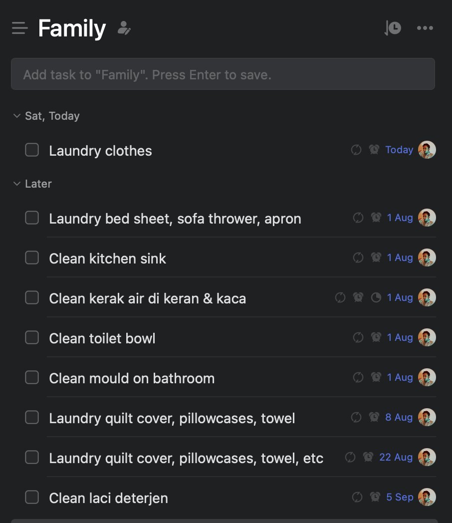 Dalam rangka minta suami untuk jadi PIC bersih-bersih rumah, aku kumpulin how-to bebersih dan bikin reminder 💪🏼🧹

((sumber how-to mostly dari YT &amp; IG shinta.michiko))