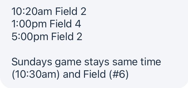 Today’s revised schedule. Three games and the weather forecast looks favorable.  Let’s gooo!