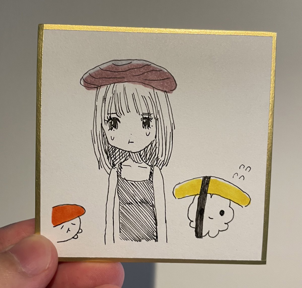 小さい色紙に何点かイラスト描きました!女の子の絵を展示するのはめちゃくちゃ久しぶりなのでぜひ!!

#大おしゅし展フォーエバー 