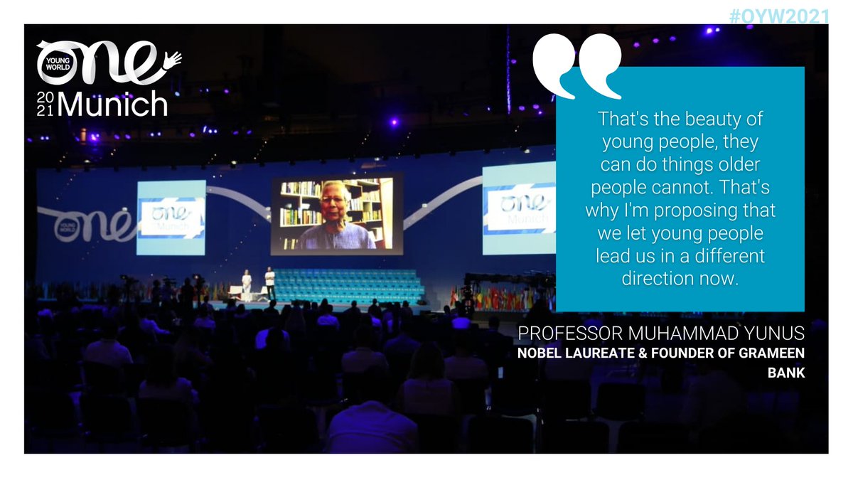 Professor Muammad Yunus shared his three zeros for #youngleaders to create a positive change for the world:
 
⭐Zero poverty
⭐Zero unemployment
⭐Zero net carbon emissions

Retweet if you agree! #OYW2021