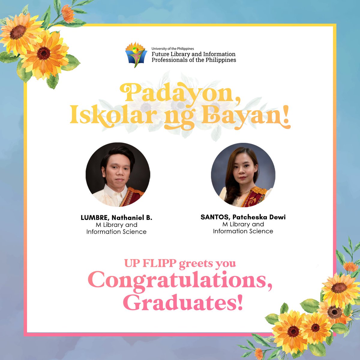 upflipp's tweet photo. UP FLIPP congratulates the Class of 2021. You have all made us proud!
Just like your theme, "Isug", may you all become LIS professionals who become courageous amidst life's adversities.
Padayon, Iskolar ng Bayan! ππ»π
#SLISClassof2021
#Isug https://t.co/VtR6kFBSYQ