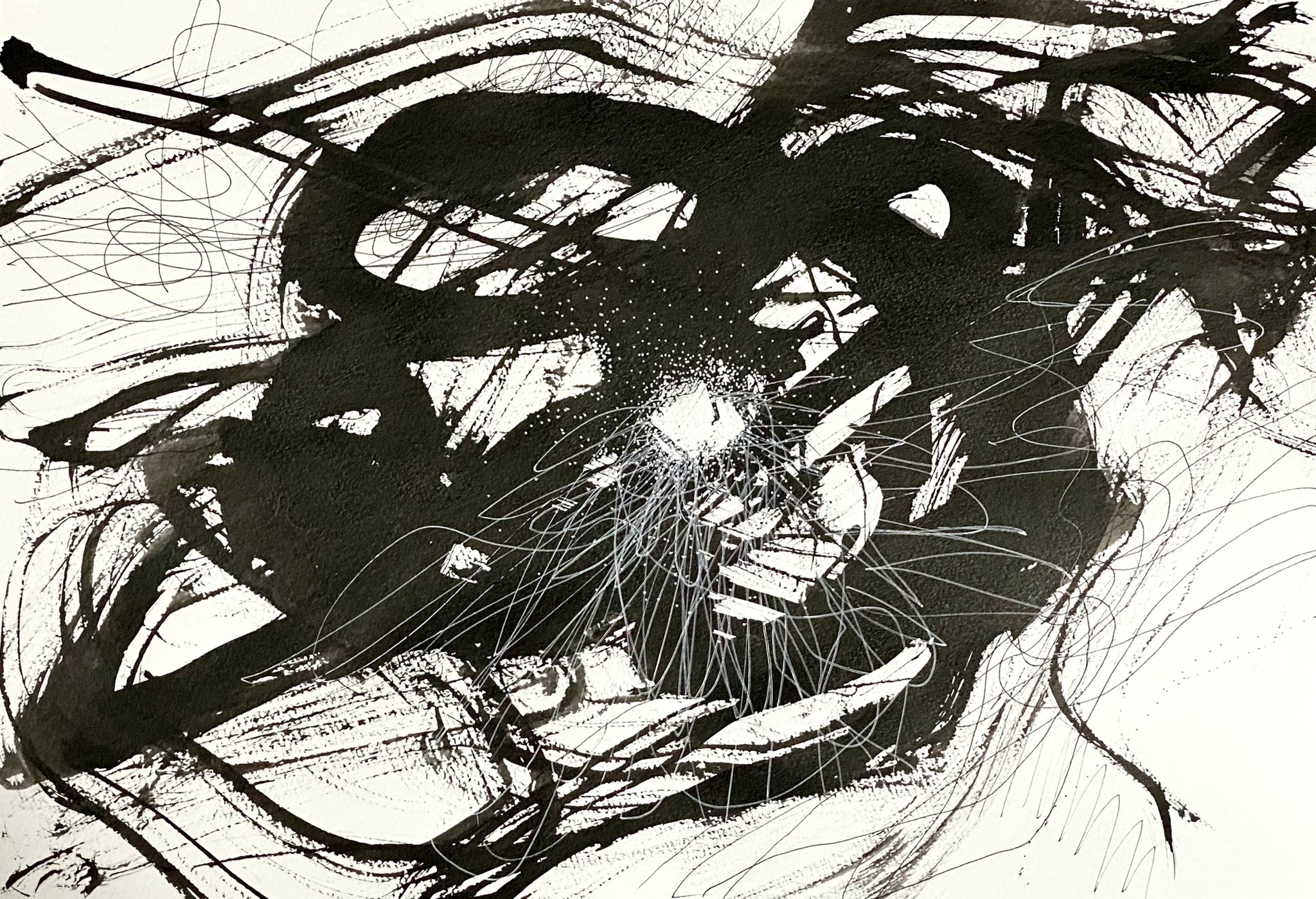 肉筆　mixed media　【抽象画】 みどりにみずいろ 抽象画 テクスチャーアート 原画 絵画