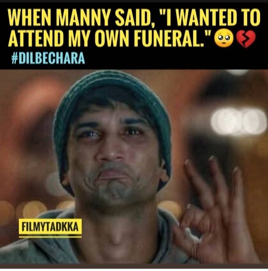 BeTheRare's tweet photo. These dailogues .....
This climax.......
And Sush you 💔
#DilBecharaDay 

SSR As Manny Won World
And 
SSR As Manny broke us 💔 https://t.co/A9L5MEDZn8