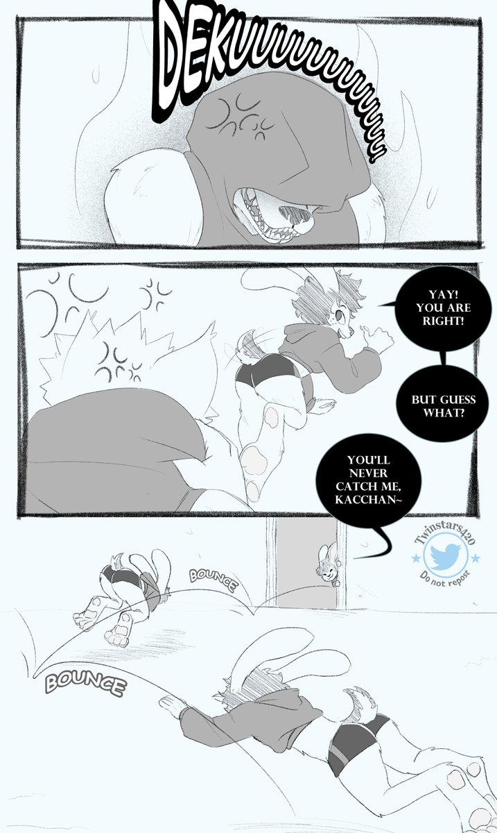 twinstars420's tweet photo. Catch me, Kacchan💕(1/2) #bkdk #bakudeku #wolfkatsuki #bunizuku https://t.co/xrg657qfvA